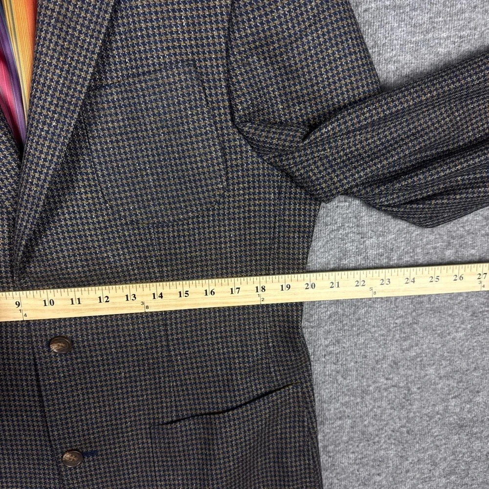 Q by Flynt Sport Coat Blazer Mens 40R Brown Houndstooth Tweed Wool Silk Bateman